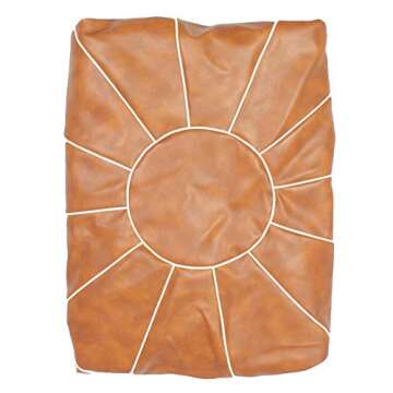 zefen Decorative Pouf Foot Stool Round Unstuffed Leather Ottoman Cushion Storage seat or for Resting Your Feet on, Floor Chair Foot Living Room Bedroom Kids Room and Wedding (Brown)