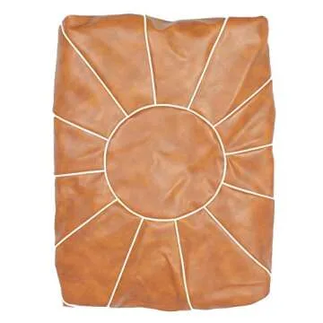 zefen Decorative Pouf Foot Stool Round Unstuffed Leather Ottoman Cushion Storage seat or for Resting Your Feet on, Floor Chair Foot Living Room Bedroom Kids Room and Wedding (Brown)