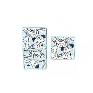 Elegant Oyster Print Cocktail Napkin Set of 4 for Celebrating Coastal Charm