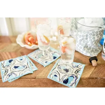 Oyster Print Cocktail Napkin Set of 4 for Coastal Charm