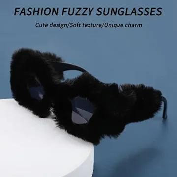 FEISEDY Plush Cat Eye Sunglasses - Fashionable UV400 Shades