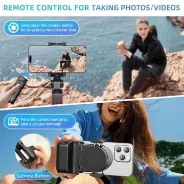 MILOUZ Remote Control Scrolling for Tiktok with Phone Stand,Page Turner for Kindle App E-Book,Bluetooth Camera Shutter Remote for iPhone, Android,iOS,iPad,Tablet (Deep Black)