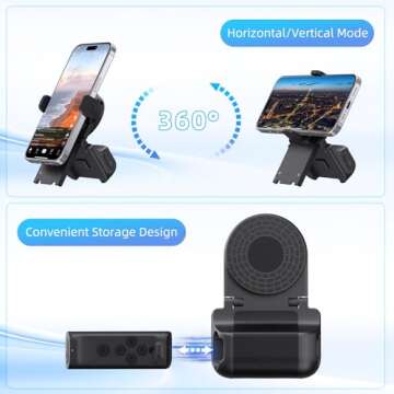 MILOUZ Remote Control Scrolling for Tiktok with Phone Stand,Page Turner for Kindle App E-Book,Bluetooth Camera Shutter Remote for iPhone, Android,iOS,iPad,Tablet (Deep Black)