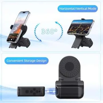 MILOUZ Remote Control Scrolling for Tiktok with Phone Stand,Page Turner for Kindle App E-Book,Bluetooth Camera Shutter Remote for iPhone, Android,iOS,iPad,Tablet (Deep Black)