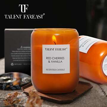 TALENT FAREAST Relaxing Candle Red Cherry & Vanilla Scented for Home 8.8 OZ Aromatherapy Candles 35 ...