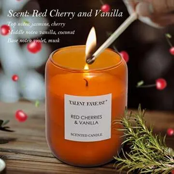 Relaxing Red Cherry & Vanilla Candle 35 Hour Luxury Gift