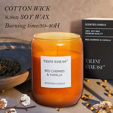 Relaxing Red Cherry & Vanilla Candle 35 Hour Luxury Gift
