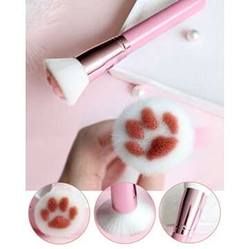 AKOAK 1 Pack Unique and Cute Cat's Paw Makeup Brush, Multifunctional Soft Fiber Loose Powder Brush and Blush Brush, Used for Facial Powder, Blush, Shadow and Contour Makeup (Pink)