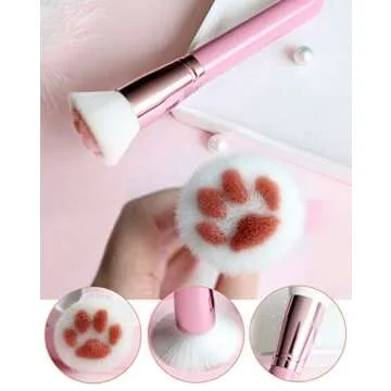 AKOAK 1 Pack Unique and Cute Cat's Paw Makeup Brush, Multifunctional Soft Fiber Loose Powder Brush and Blush Brush, Used for Facial Powder, Blush, Shadow and Contour Makeup (Pink)