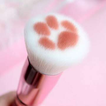 AKOAK 1 Pack Unique and Cute Cat's Paw Makeup Brush, Multifunctional Soft Fiber Loose Powder Brush and Blush Brush, Used for Facial Powder, Blush, Shadow and Contour Makeup (Pink)