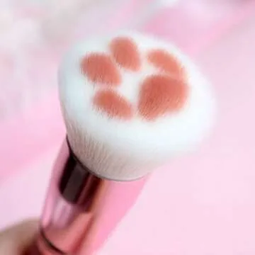 AKOAK 1 Pack Unique and Cute Cat's Paw Makeup Brush, Multifunctional Soft Fiber Loose Powder Brush and Blush Brush, Used for Facial Powder, Blush, Shadow and Contour Makeup (Pink)