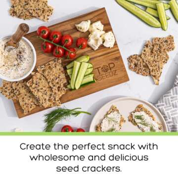 Top Seedz Certified Organic Gluten Free 6 Seed Crackers | 2-Pack | 5 Ounces | Healthy Vegan Crackers with Plant Based Protein | Made of Sunflower, Flax, Sesame and Pumpkin Seed