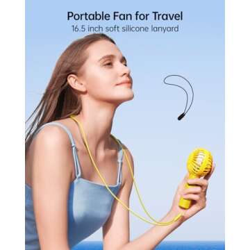 SWEETFULL Mini Portable Fan Powerful Handheld Fan Rechargeable,3 Speeds Personal Small Hand Fan for Travel Makeup Eyelash Fan for Stylish Kids Girls Women USB Cute Design Yellow