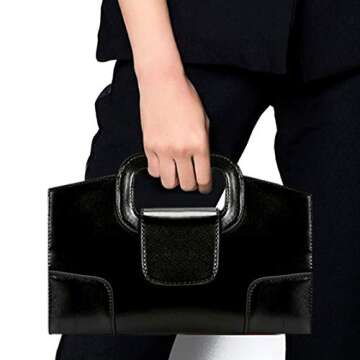 ZLMBAGUS Women Vintage Flap Tote Top Handle Satchel Handbags PU Leather Clutch Purse Casual Messenger Chain Shoulder Crossbody Bag Black