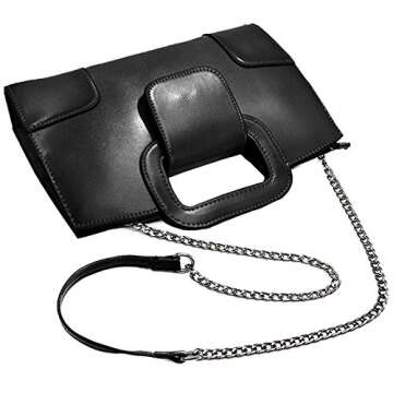 ZLMBAGUS Women Vintage Flap Tote Top Handle Satchel Handbags PU Leather Clutch Purse Casual Messenger Chain Shoulder Crossbody Bag Black