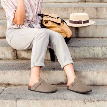 ODOLY Genuine Suede Clogs for Men & Women - Soft Cork Footbed