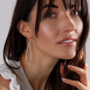 Dazzling Gold Drop Earrings - Sparkling Dangle Teardrop Design for Women