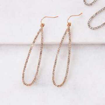 Stunning Gold Drop Earrings - Sparkly Teardrop Design