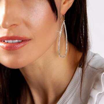 Stunning Gold Drop Earrings - Sparkly Teardrop Design