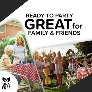 Exquisite Picnic Table Cover - 12 Pack Premium Round Plastic Tablecloth - Red & White Checkered BBQ Plastic Table Cover - Gingham Checkerboard Disposable Plastic Tablecloth 84 inch. Round