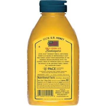 Local Hive Raw Unfiltered Honey 16 oz - Pure U.S. Honey for Baking and Tea