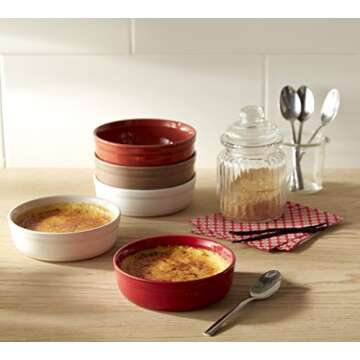 Emile Henry Made in France 8.5 oz Creme (Set of 2), 5" by 1.5" crème Brulee Dish, Clay