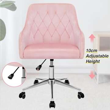 VANSPACE Velvet Desk Chair Adjustable Swivel Vanity Chair