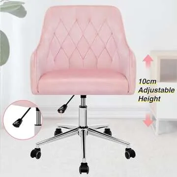 VANSPACE Velvet Desk Chair Adjustable Swivel Vanity Chair
