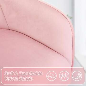 VANSPACE Velvet Desk Chair Adjustable Swivel Vanity Chair