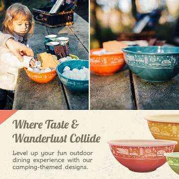 Camp Casual Melamine Bowls with Lids - 4 BPA Free Nesting Bowls with Lids Set for Indoor & Outdoor Dining - Sturdy, Lightweight, & Top Shelf Dishwasher Suitable Camping Bowl Set