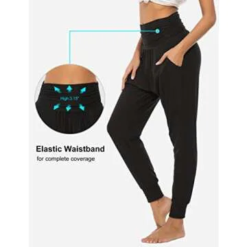 DIBAOLONG Womens Yoga Sweatpants Loose Workout Joggers Pants Comfy Lounge Pants with Pockets Black S