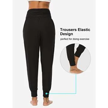 DIBAOLONG Womens Yoga Sweatpants Loose Workout Joggers Pants Comfy Lounge Pants with Pockets Black S