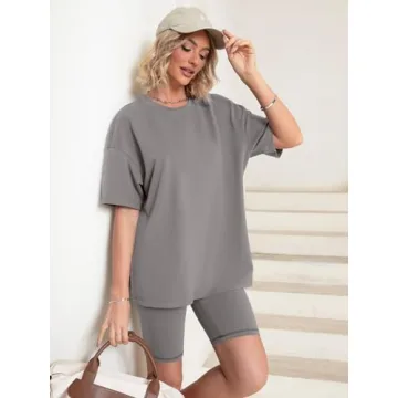 Glamaker Women's Casual Tracksuit Biker Shorts Set