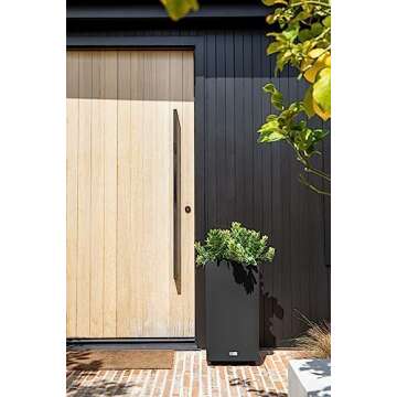 Veradek Block Series Pedestal Planter - Tall Planter for Indoor or Outdoor Front Porch | All-Weather Use with Removable Insert Bucket | Modern Décor for Flowers, Tall Trees, Faux Plants