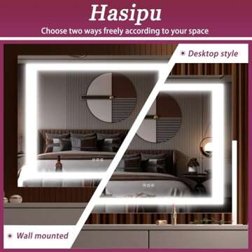 Hasipu Vanity Mirror with Lights & USB Charging Convenience