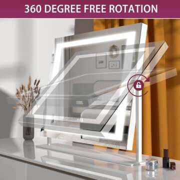 Hasipu Vanity Mirror with Lights & USB Charging Convenience