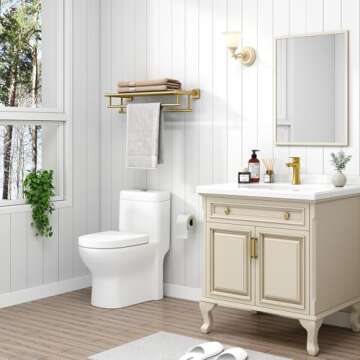 Elegant Brushed Gold Bathroom Towel Shelf with Double Bar