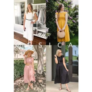 ZESICA Women's Flutter Sleeve Midi Dress Summer Comfort