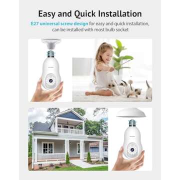 LaView 4MP Bulb Security Camera 2.4GHz,360° 2K Security Cameras Wireless Outdoor Indoor Full Color ...