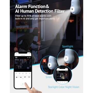 LaView 4MP Bulb Security Camera 2.4GHz,360° 2K Security Cameras Wireless Outdoor Indoor Full Color Day and Night, Motion Detection, Audible Alarm, Easy Installation, Compatible with Alexa