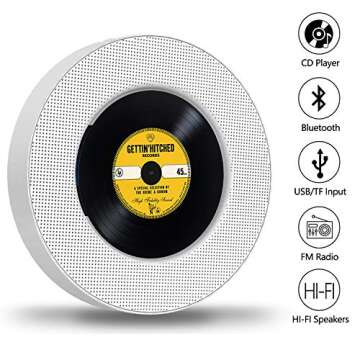 Upgraded Portable CD Player with Bluetooth, FM Radio, Wall Mountable CD Music Player with IR Remote ...