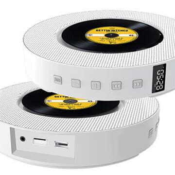 Upgraded Portable CD Player with Bluetooth, FM Radio, Wall Mountable CD Music Player with IR Remote Control, Built-in HiFi Speakers, Support CD, USB, TF, AUX Input, Ideal for Gift and Home Decor