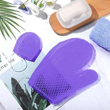 Karenhi Honeycomb Exfoliating Scrubber Set, Honeycomb Face and Body Scrubber Include Spa Bath Mitt H...