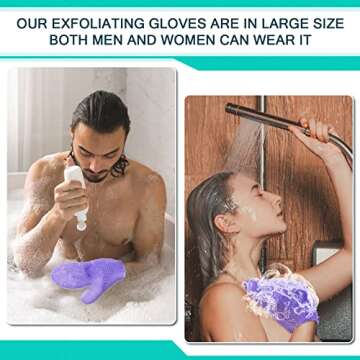 Karenhi Honeycomb Exfoliating Scrubber Set, Honeycomb Face and Body Scrubber Include Spa Bath Mitt Honeycomb Exfoliating Glove for Body Shower, Face Exfoliator Scrubber Sponge, Quick Drying (Purple)