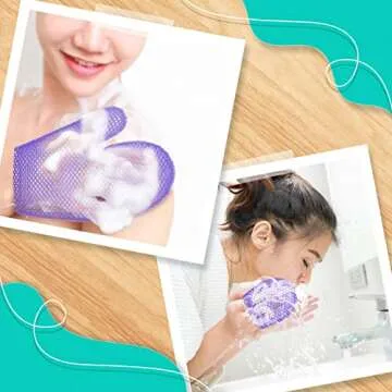 Karenhi Honeycomb Exfoliating Scrubber Set, Honeycomb Face and Body Scrubber Include Spa Bath Mitt Honeycomb Exfoliating Glove for Body Shower, Face Exfoliator Scrubber Sponge, Quick Drying (Purple)