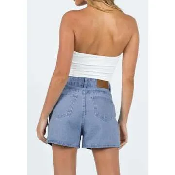 Stylish Women’s Mid-High Waisted Distressed Jean Shorts