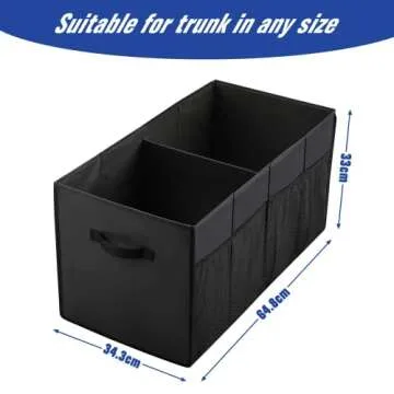 MaidMAX Trunk Organizer for Car SUV Storage with Two Handles and Side Pockets, Foldable, Black, 25.5 Inches Long