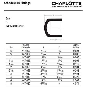 CHARLOTTE PIPE 1/2 SCH 40 Cap Socket Pressure (25 Unit Box)