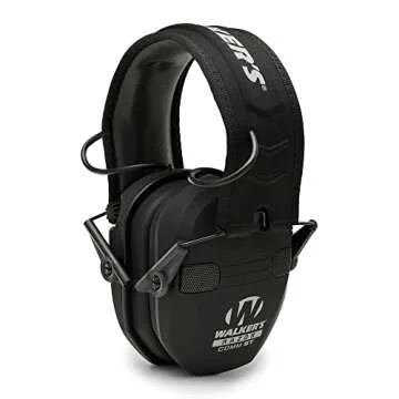 WALKER'S Razor Electronic Quad Muff w/ Bluetooth | 4 Mics 360-Degree Sound Capture 23dB NRR Hearing Protection Range Shooting Earmuffs w/ 2 AAA Batteries, Black