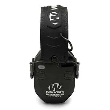 WALKER'S Razor Electronic Quad Muff w/ Bluetooth | 4 Mics 360-Degree Sound Capture 23dB NRR Hearing Protection Range Shooting Earmuffs w/ 2 AAA Batteries, Black